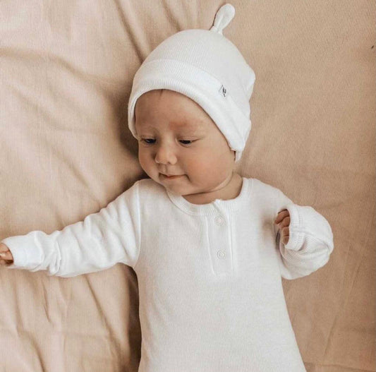 Milk Ribbed Organic Beanie