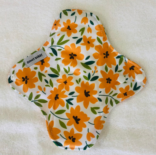 Yellow Flowers Reusable Bamboo Cotton Cloth Pads