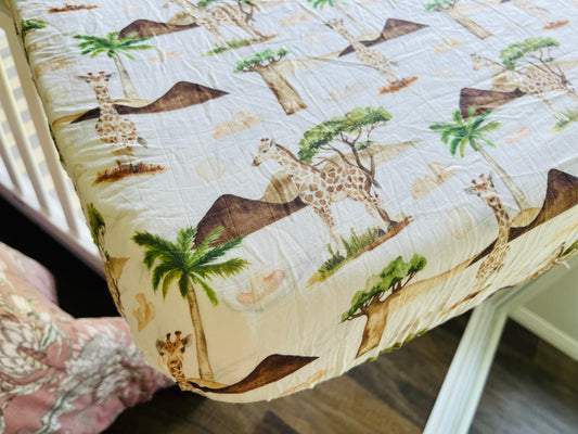 Giraffes Bamboo & Organic Cotton Fitted Cot Sheet