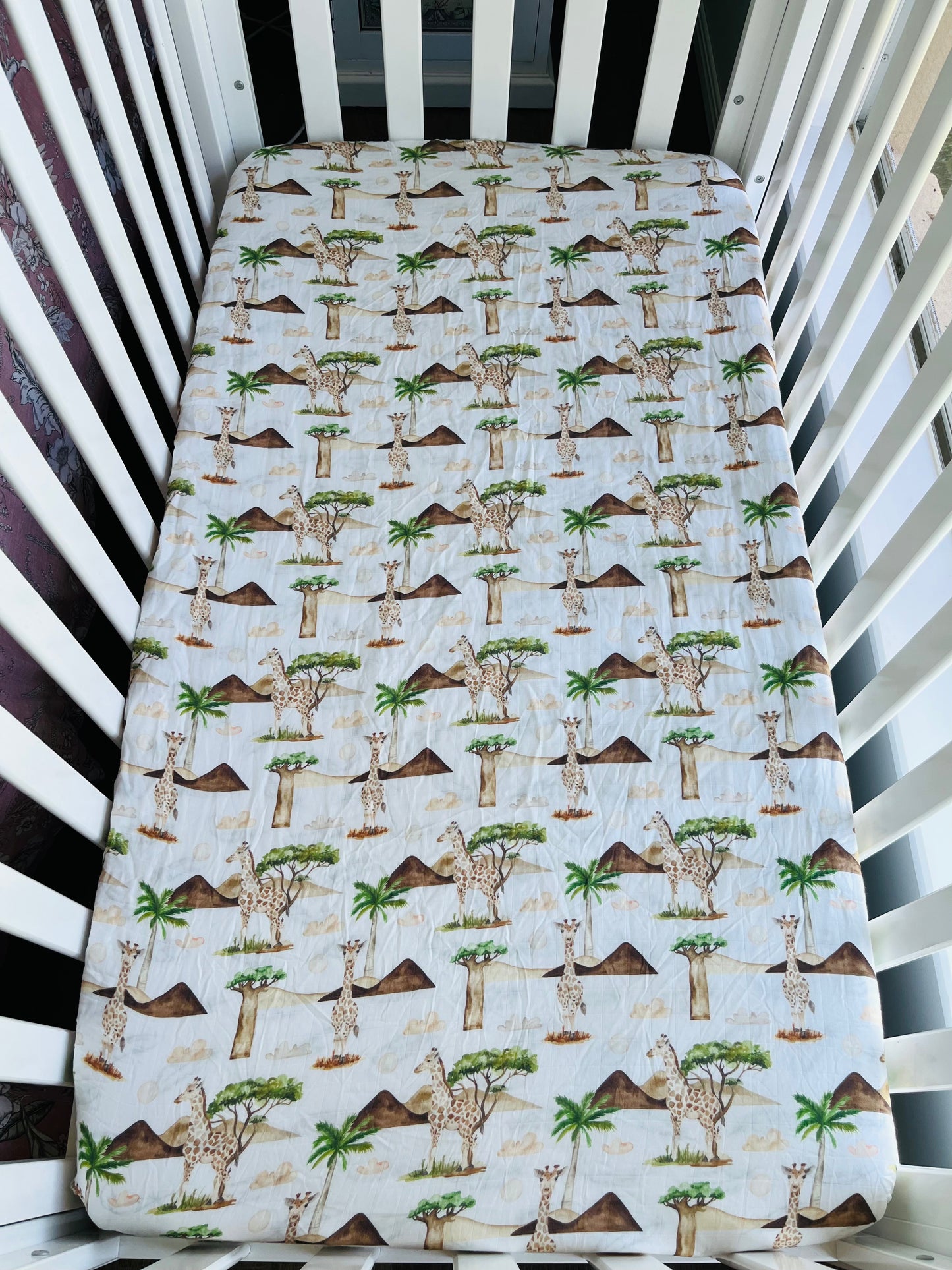 Giraffes Bamboo & Organic Cotton Fitted Cot Sheet