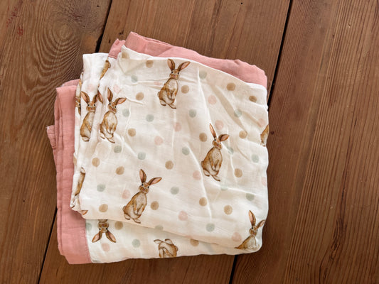 Dotty Bunny Bamboo Cotton Blanket
