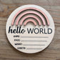 3D Rainbow Mini Round Wooden Birth Announcement Plaque