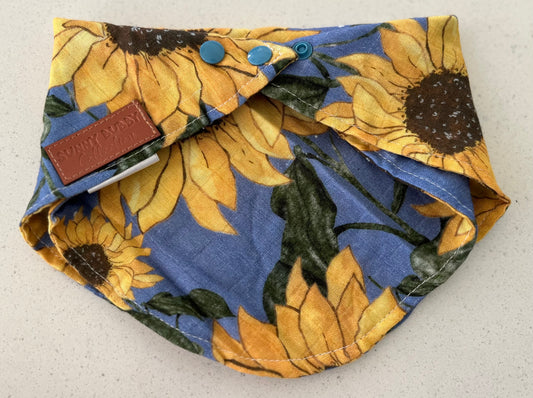 Blue Sunflowers Bandana Bib/Neck Sun Cover