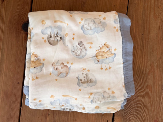 Blue Clouds Bamboo Cotton Blanket