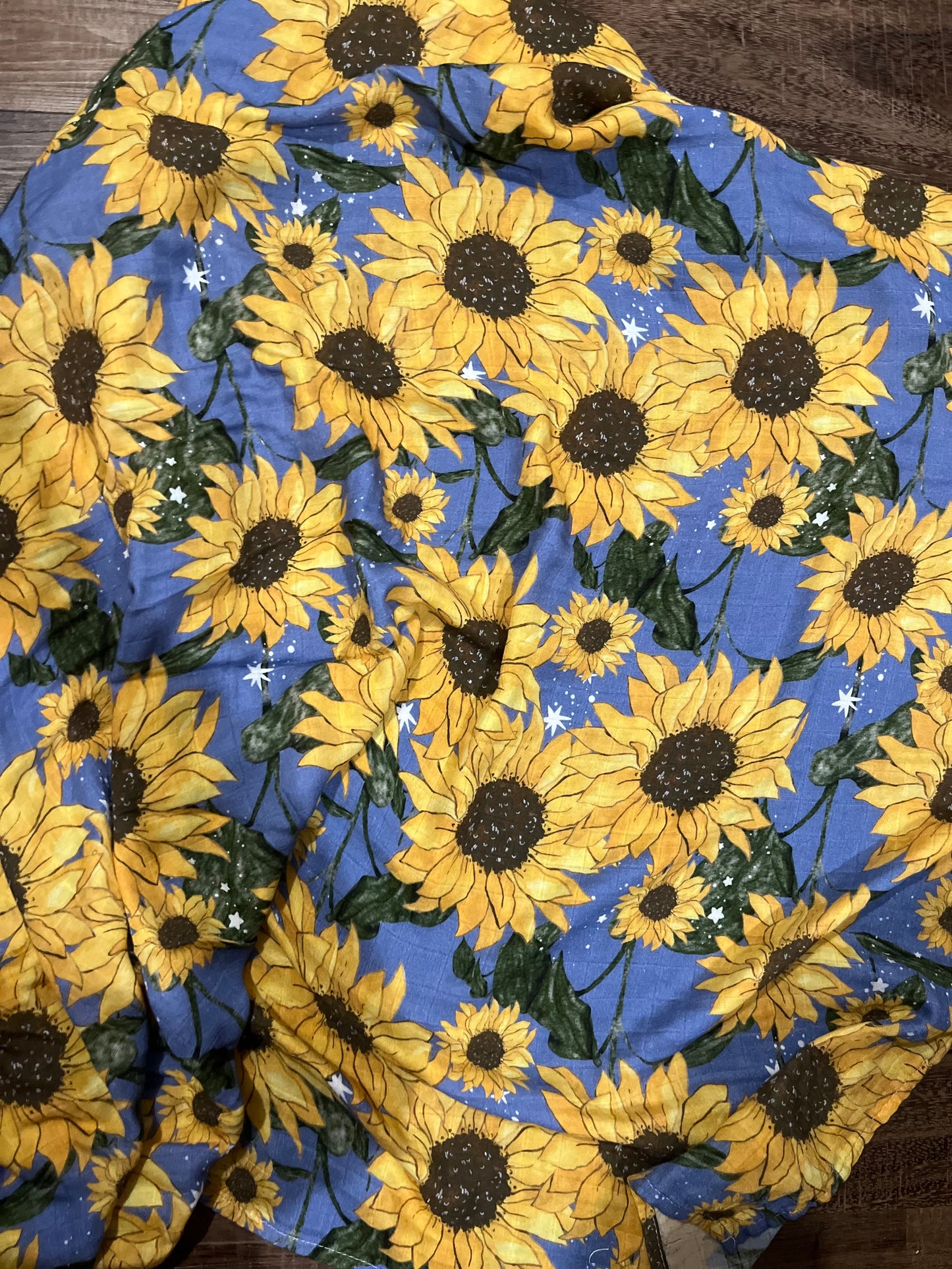 Blue Sunflowers Bamboo Cotton Cloth