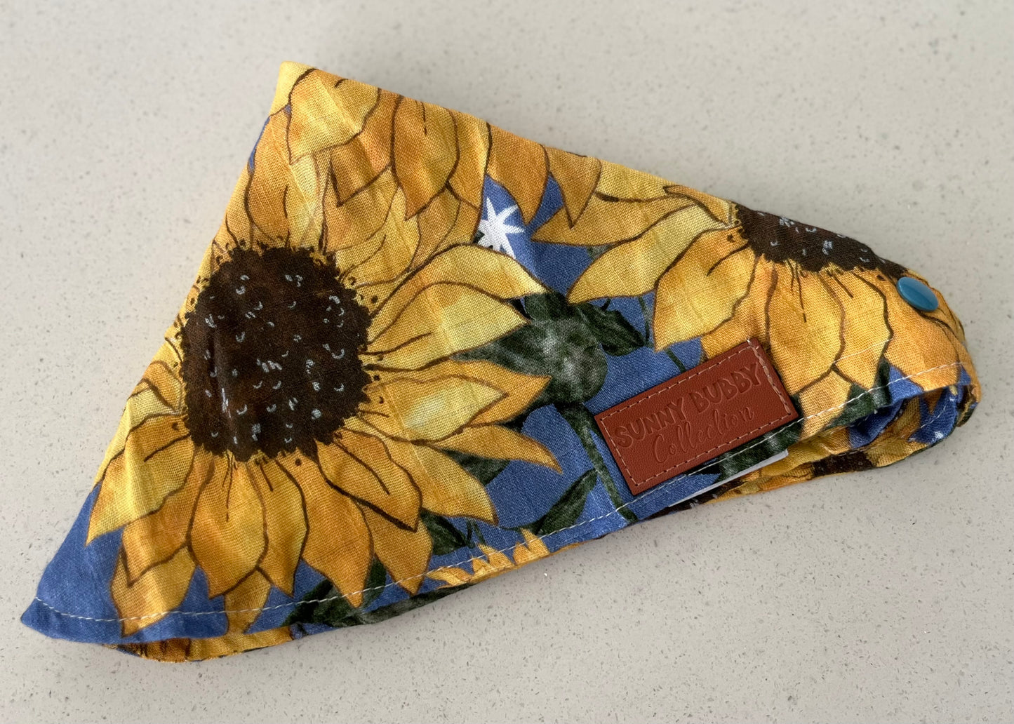 Blue Sunflowers Bandana Bib/Neck Sun Cover