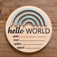 3D Rainbow Mini Round Wooden Birth Announcement Plaque