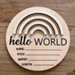 3D Rainbow Mini Round Wooden Birth Announcement Plaque