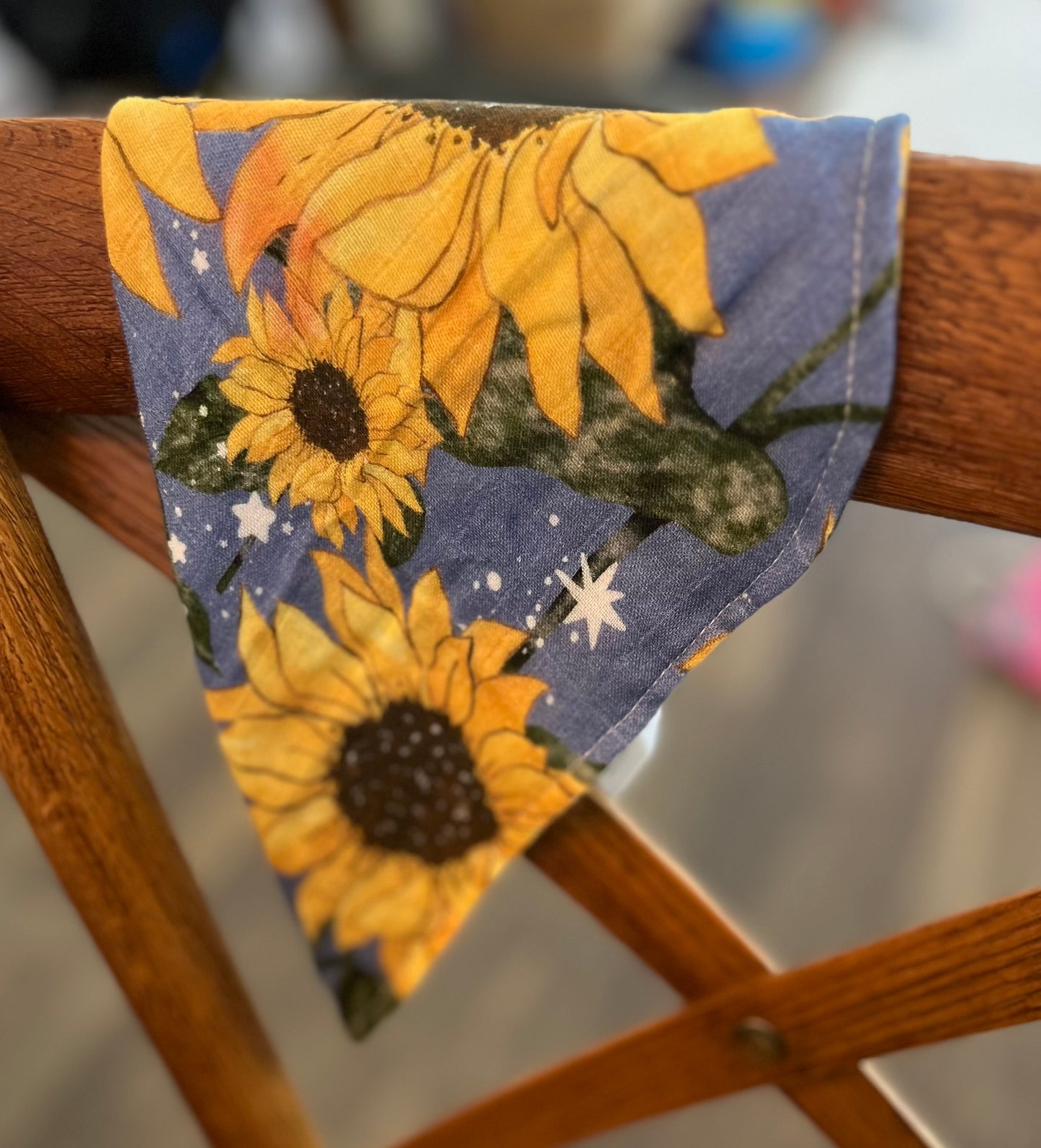 Blue Sunflowers Bandana Bib/Neck Sun Cover