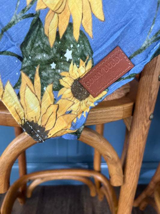 Blue Sunflowers Bamboo Cotton Cloth