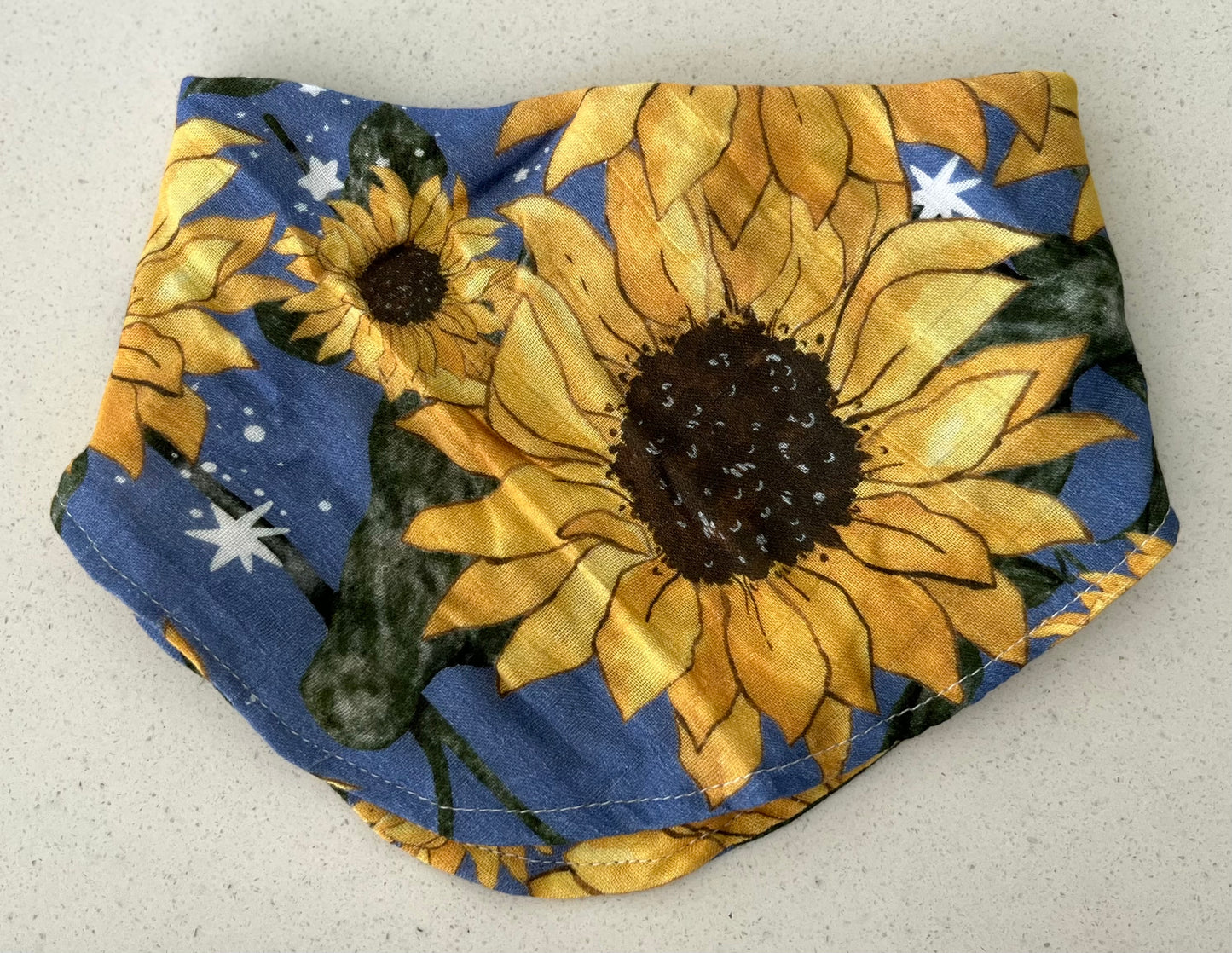 Blue Sunflowers Bandana Bib/Neck Sun Cover