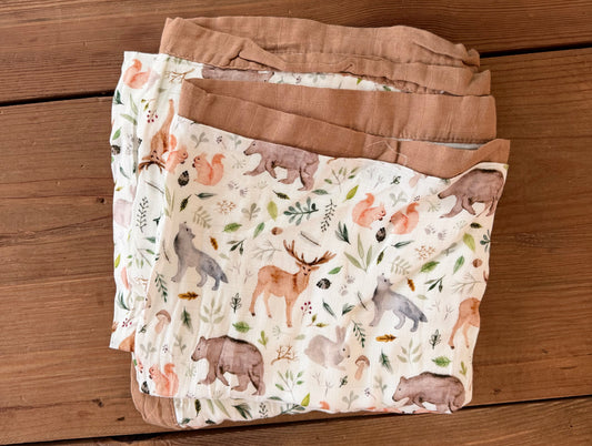 Deer Bear Bamboo Cotton Blanket