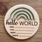 3D Rainbow Mini Round Wooden Birth Announcement Plaque