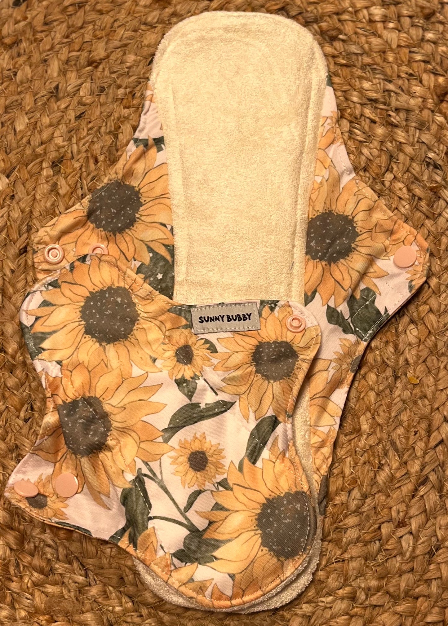 Pink Sunflowers Reusable Bamboo Cotton Cloth Pads