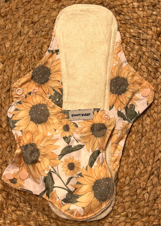 Pink Sunflowers Reusable Bamboo Cotton Cloth Pads