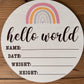 Pastel Rainbow Large Round Wooden Birth Announcement Plaque