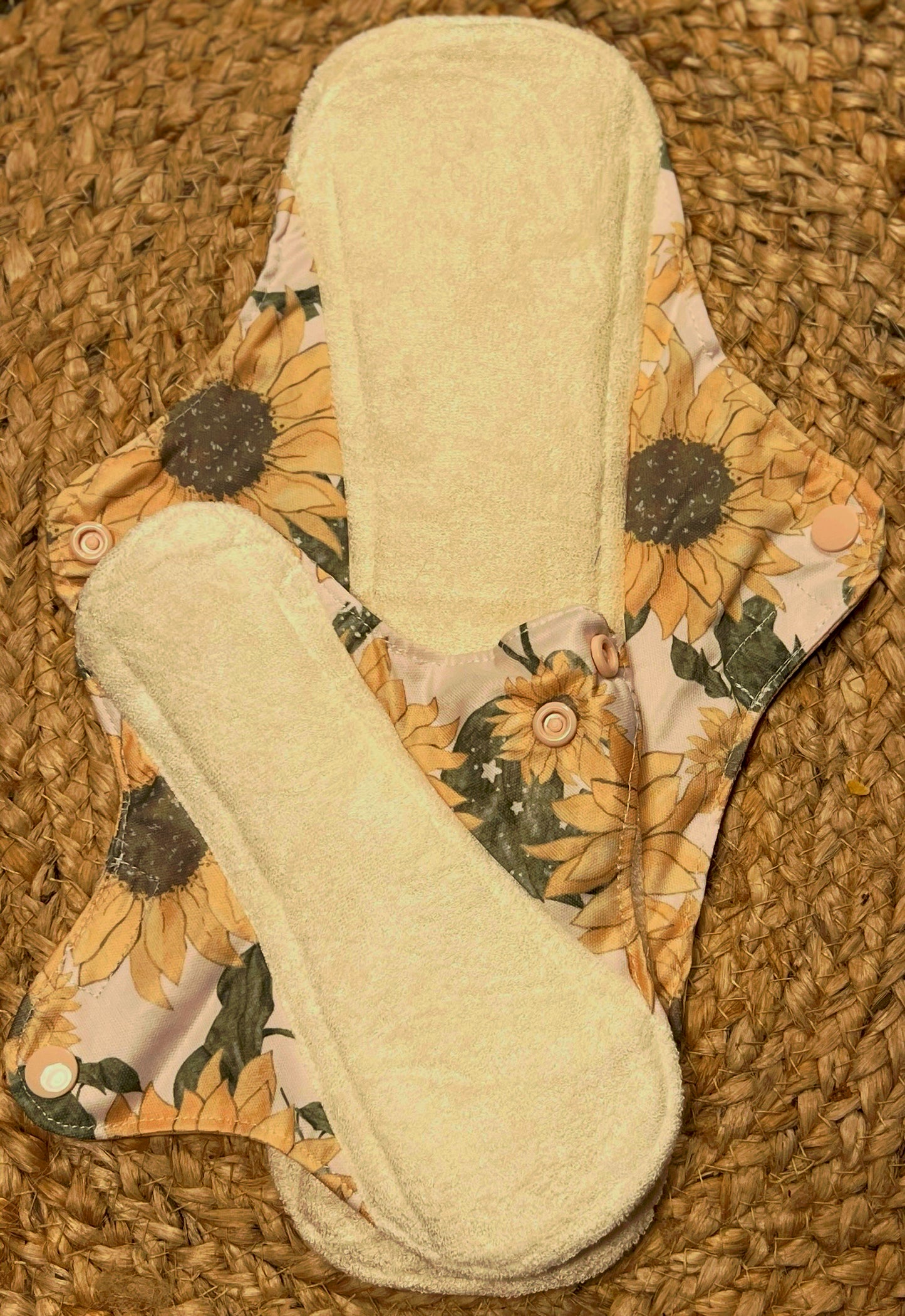Pink Sunflowers Reusable Bamboo Cotton Cloth Pads