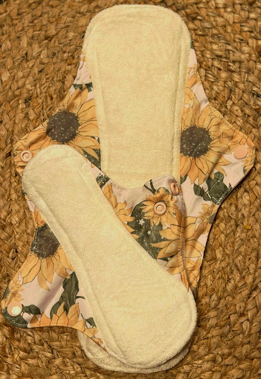 Pink Sunflowers Reusable Bamboo Cotton Cloth Pads