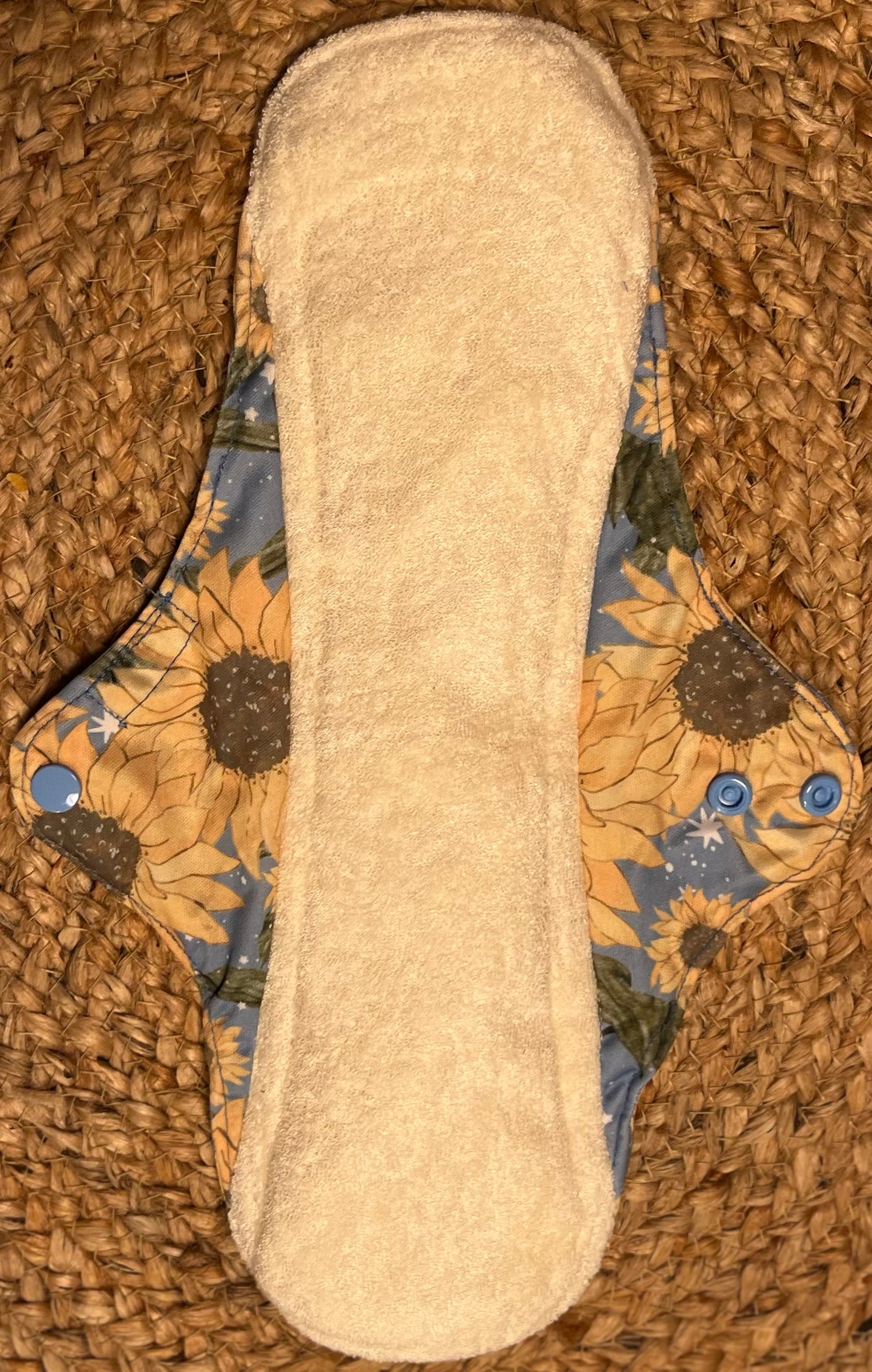 Blue Sunflowers Reusable Bamboo Cotton Cloth Pads