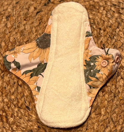 Pink Sunflowers Reusable Bamboo Cotton Cloth Pads