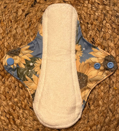 Blue Sunflowers Reusable Bamboo Cotton Cloth Pads