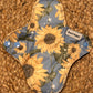 Blue Sunflowers Reusable Bamboo Cotton Cloth Pads