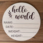 Leafy Large Round Wooden Birth Announcement Plaque