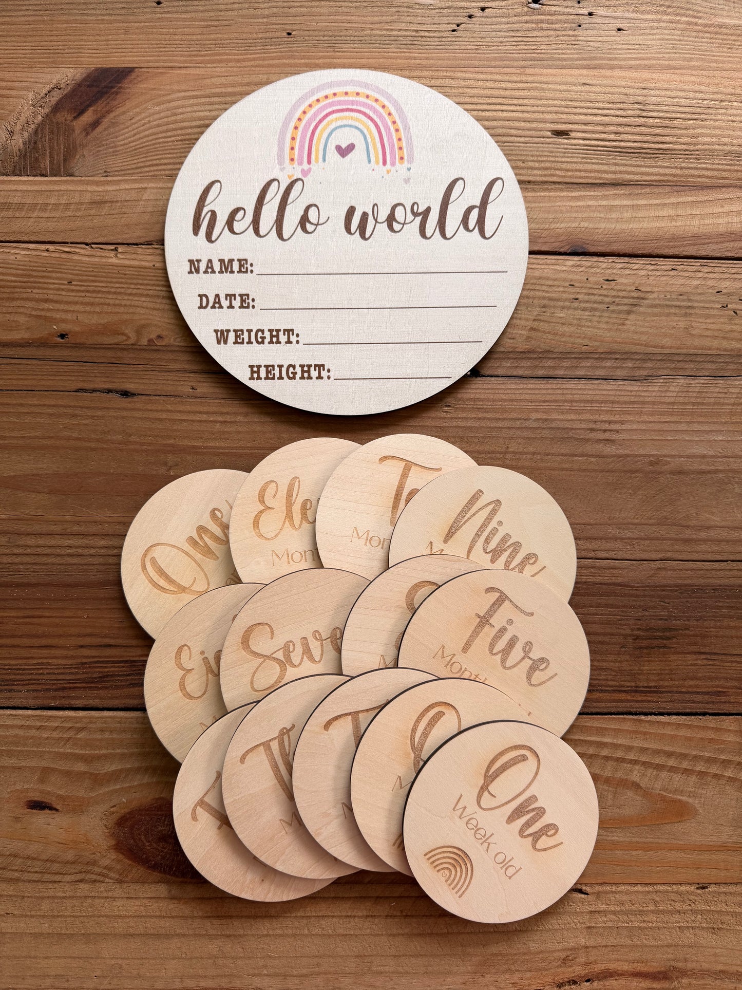 Rainbow Wooden Age Milestone Disc Set