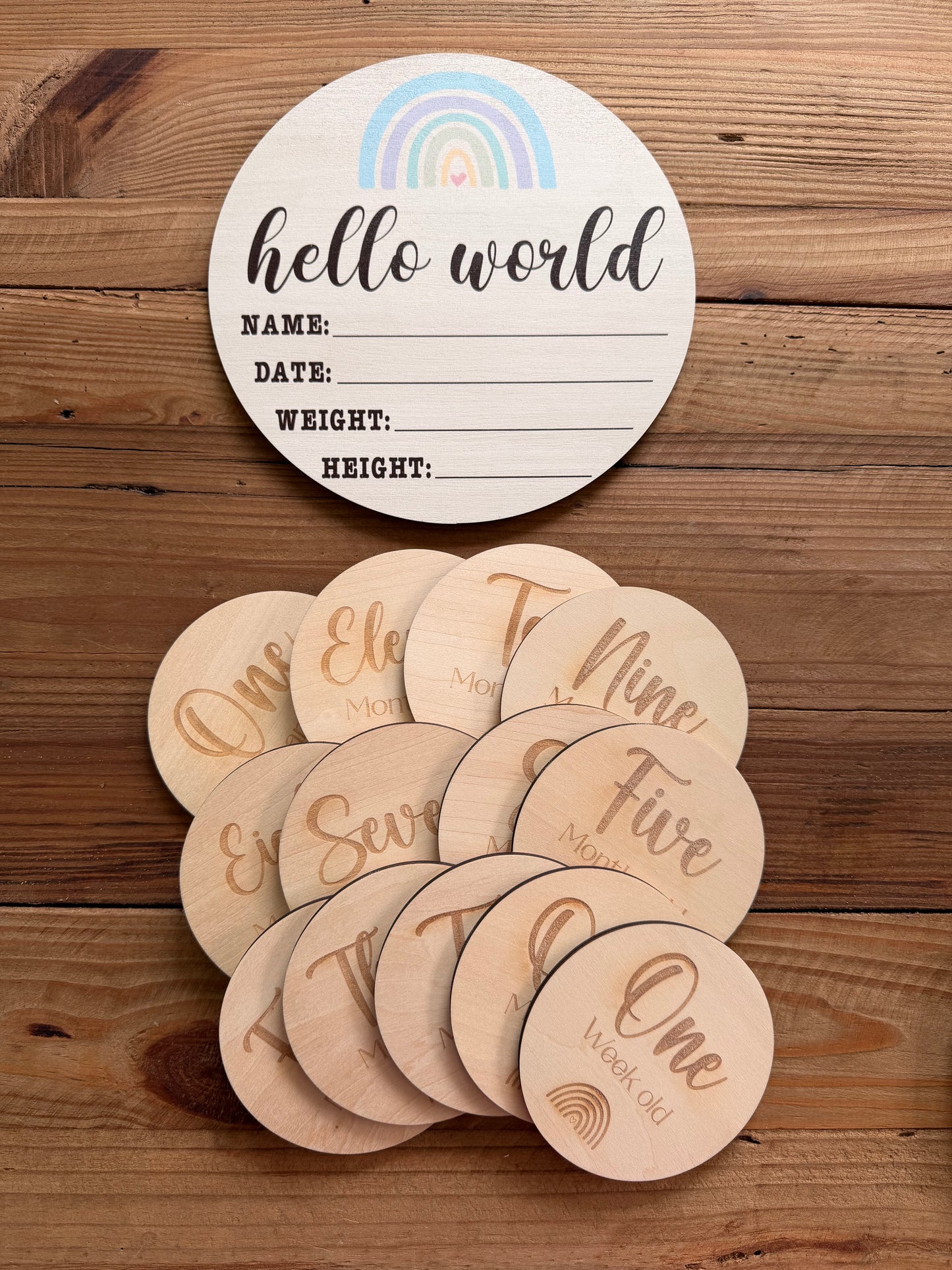 Rainbow Wooden Age Milestone Disc Set