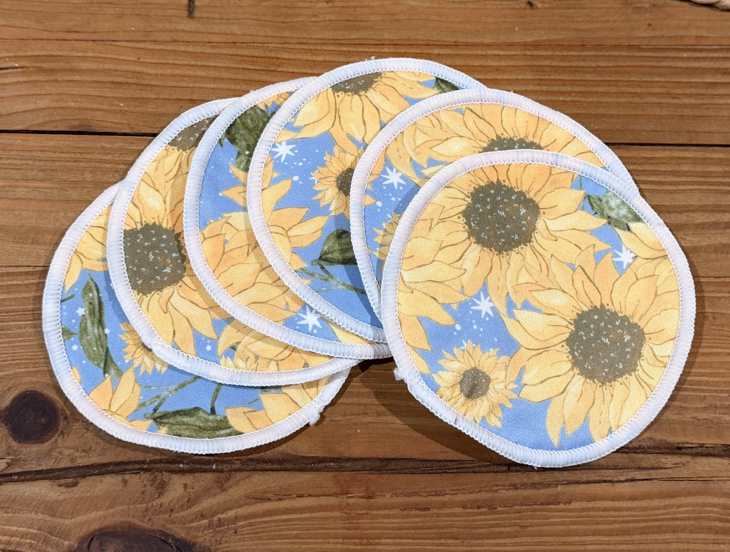 Blue Sunflowers Bamboo Cotton Reusable Breast Pads