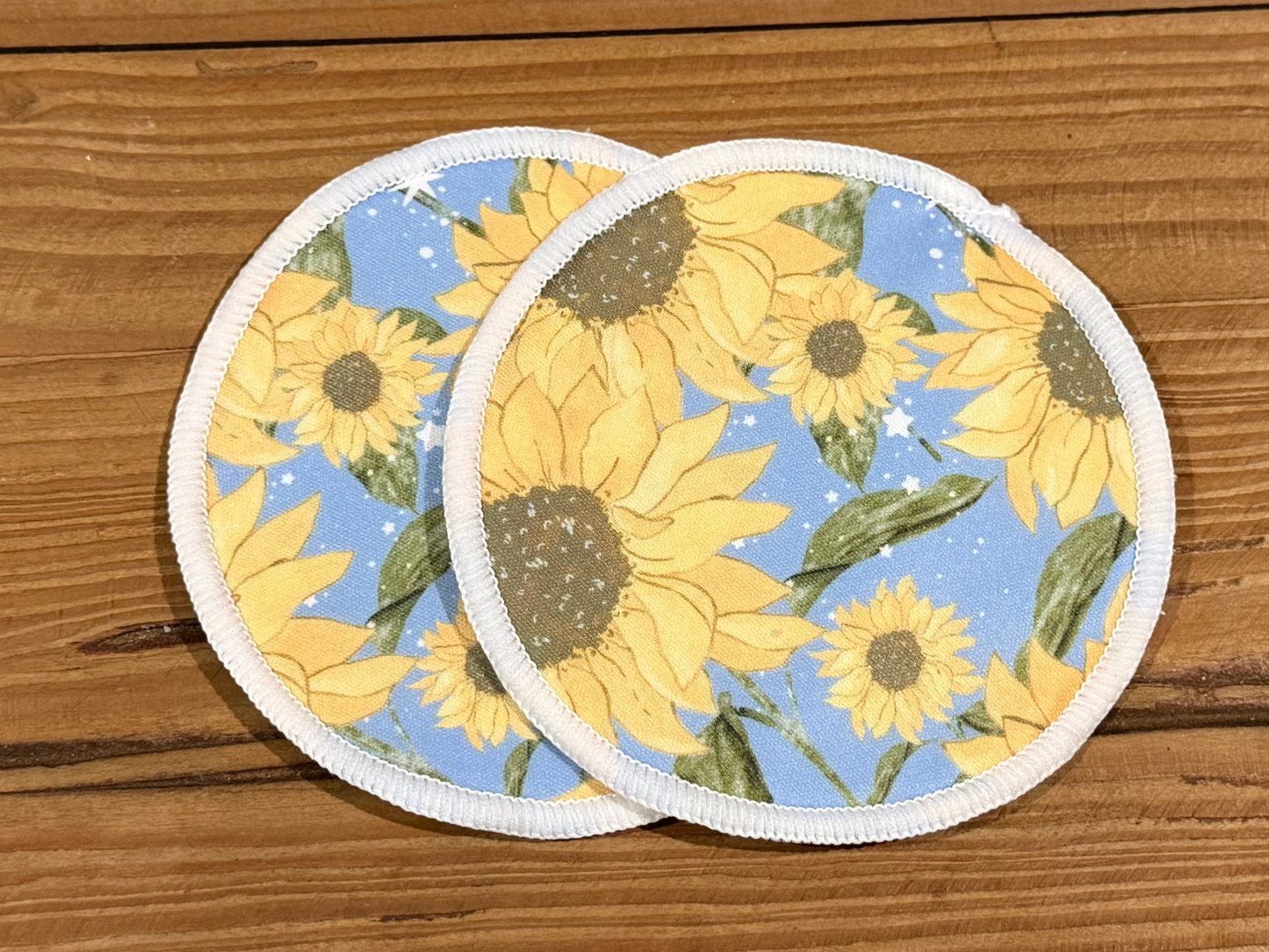 Blue Sunflowers Bamboo Cotton Reusable Breast Pads