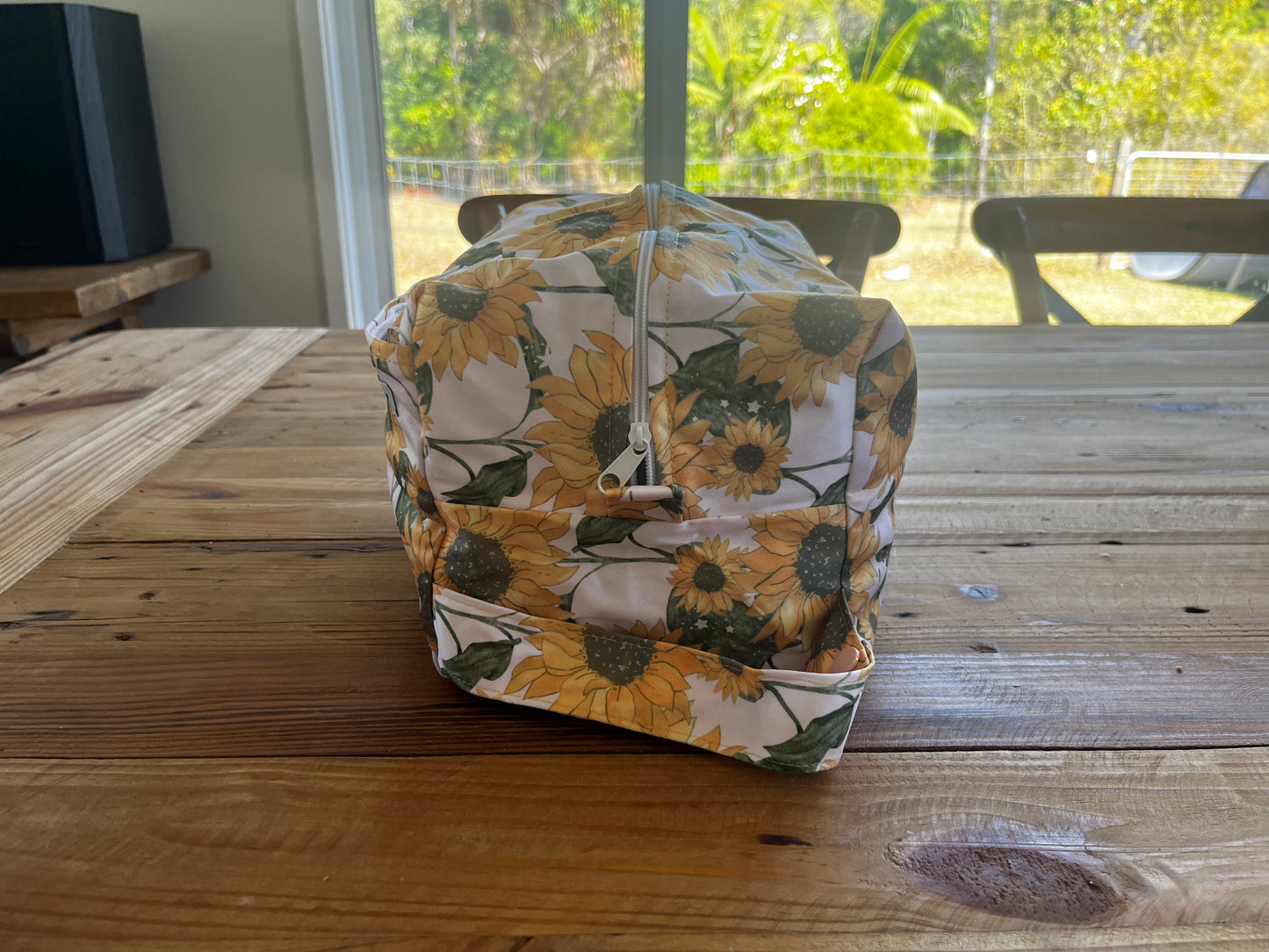 Pink Sunflowers Nappy Wet Bag POD with side zip