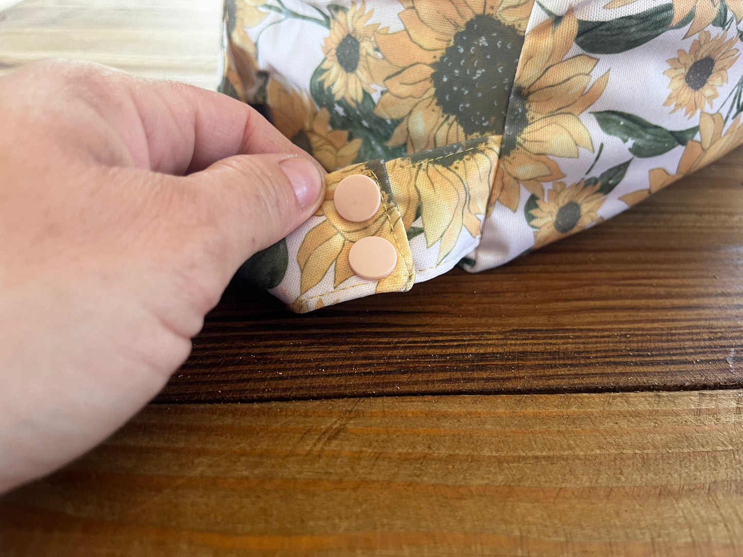 Pink Sunflowers Nappy Wet Bag POD with side zip