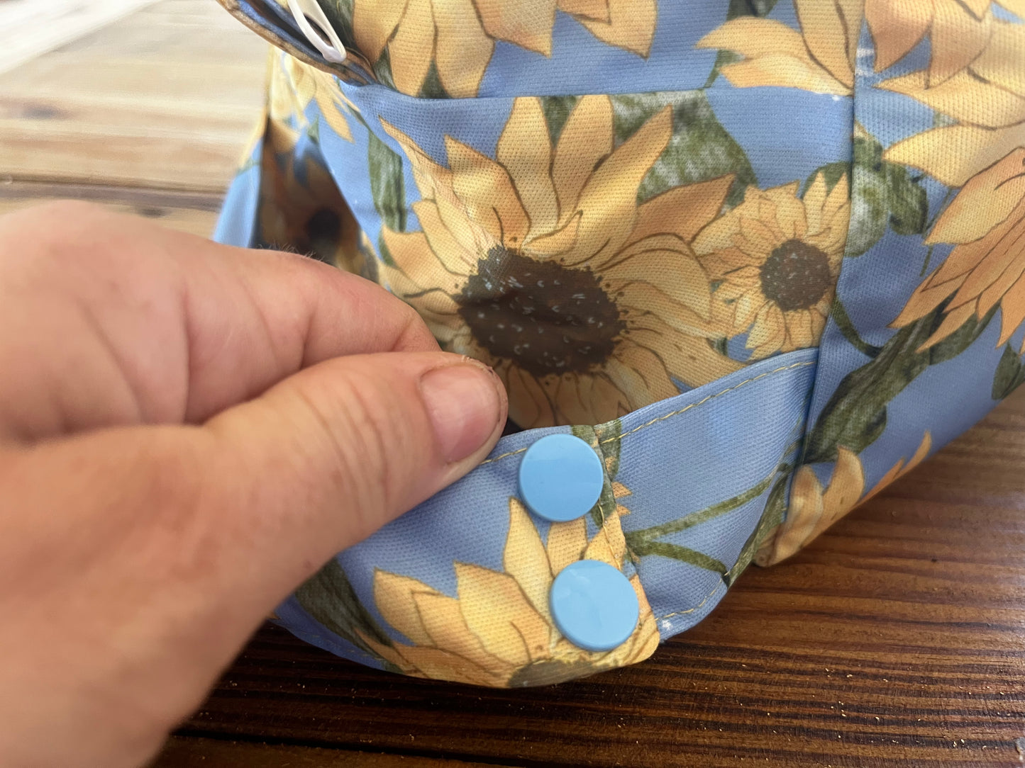 Blue Sunflowers Nappy Wet Bag POD with side zip