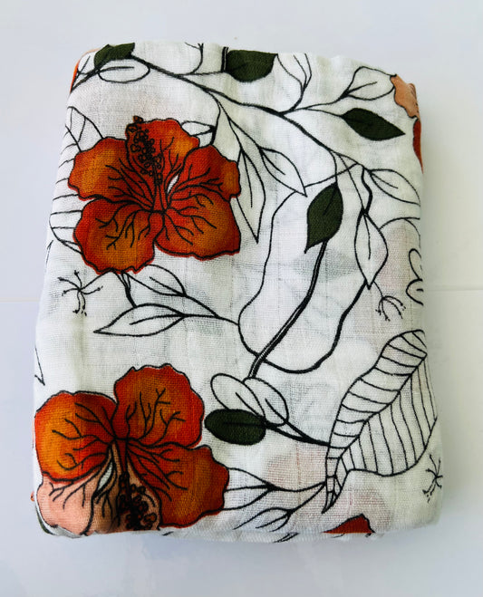 Hibiscus 100% Muslin Cotton Swaddle