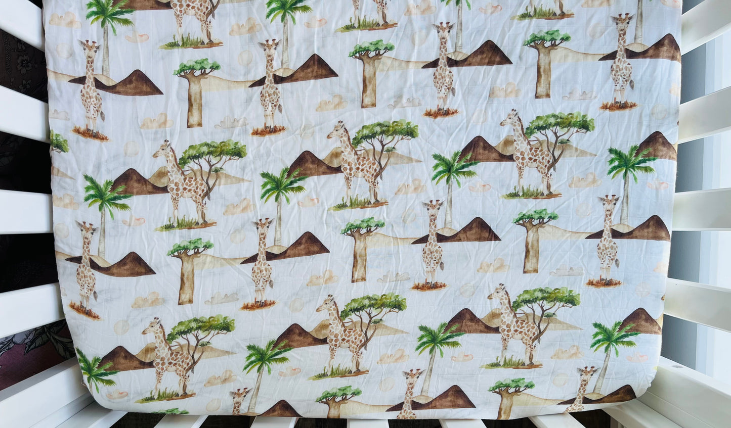 Giraffes Bamboo & Organic Cotton Fitted Cot Sheet