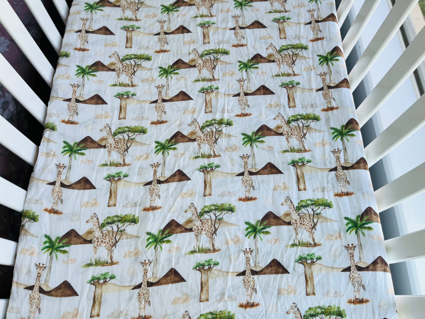 Giraffes Bamboo & Organic Cotton Fitted Cot Sheet