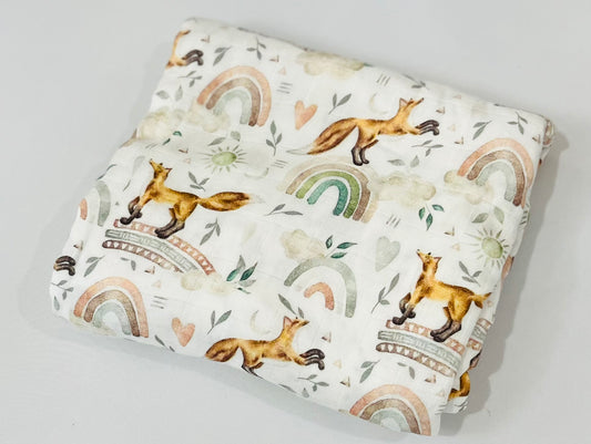 Foxy Rainbows Bamboo Cotton Swaddle