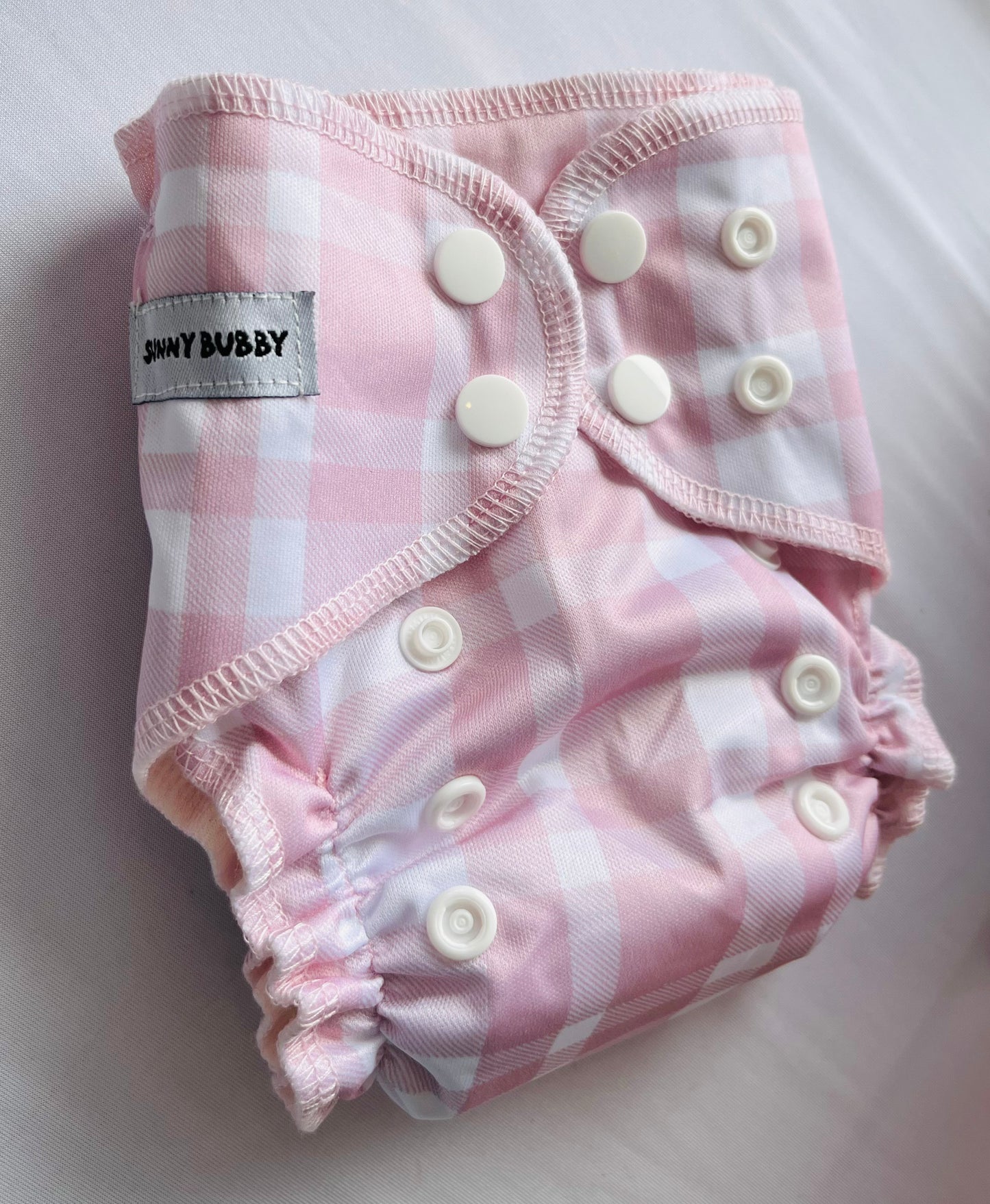 Pink Gingham Bamboo Cotton Newborn All in One MCN