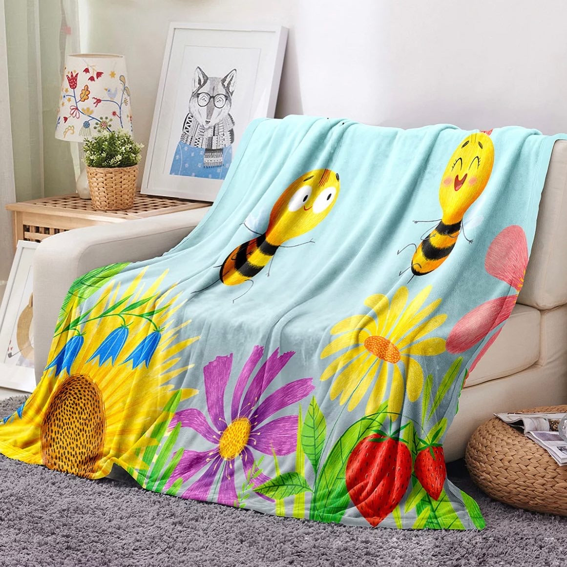 The Bumble Bees Cuddly Flannel Blanket