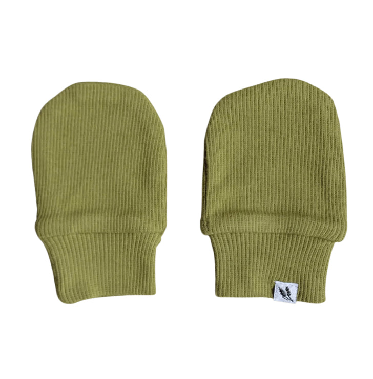 Pine Ribbed Organic Mittens